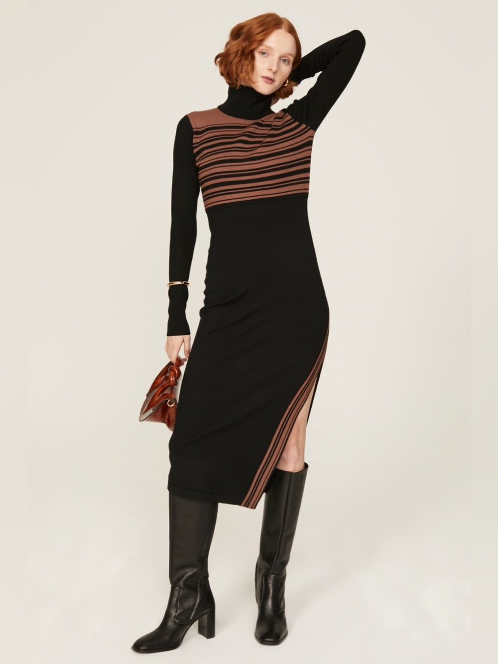 Toccin Blake Striped Turtleneck Dress
Size Extra Small